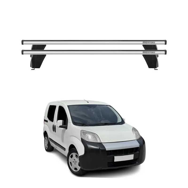 Menabo Barres de toit Transversales pour Fiat Qubo 2007-2016 Alu Gris ABE 2x