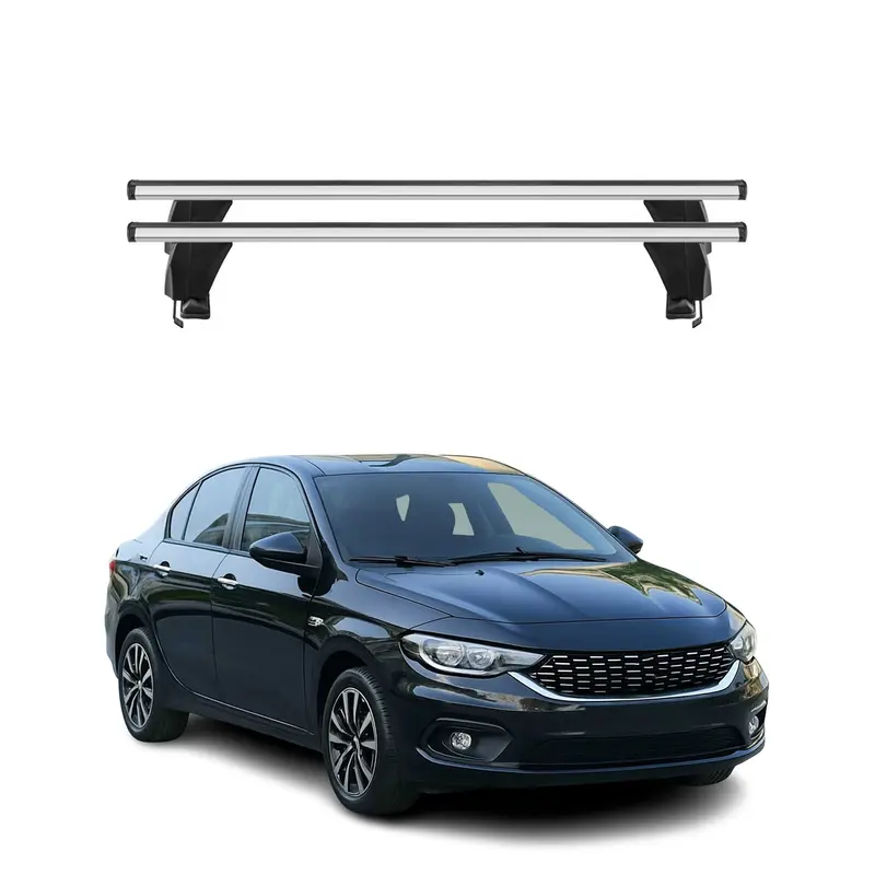 Menabo Barres de toit Transversales pour Fiat Tipo 2015-2020 Alu Gris ABE 2x