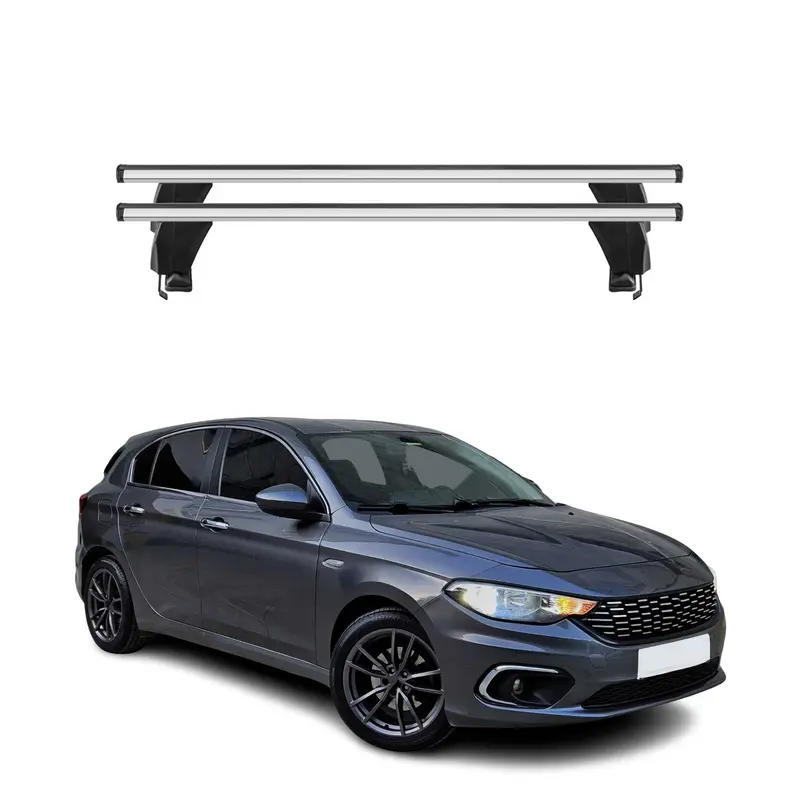Menabo Barres de toit Transversales pour Fiat Tipo HB 2015-2026 Alu Gris 2x ABE