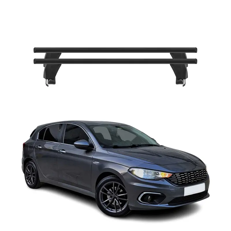 Menabo Barres de toit Transversales pour Fiat Tipo HB 2015-2026 Alu Noir 2x ABE