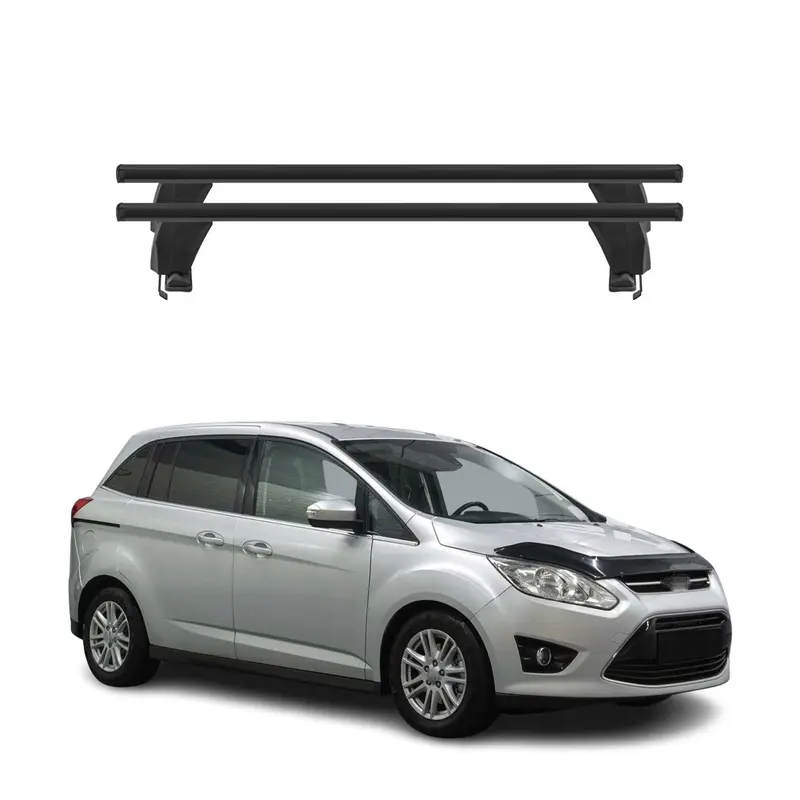 Menabo Barres de toit Transversales pour Ford C-Max II 2010-2019 Noir ABE 2x