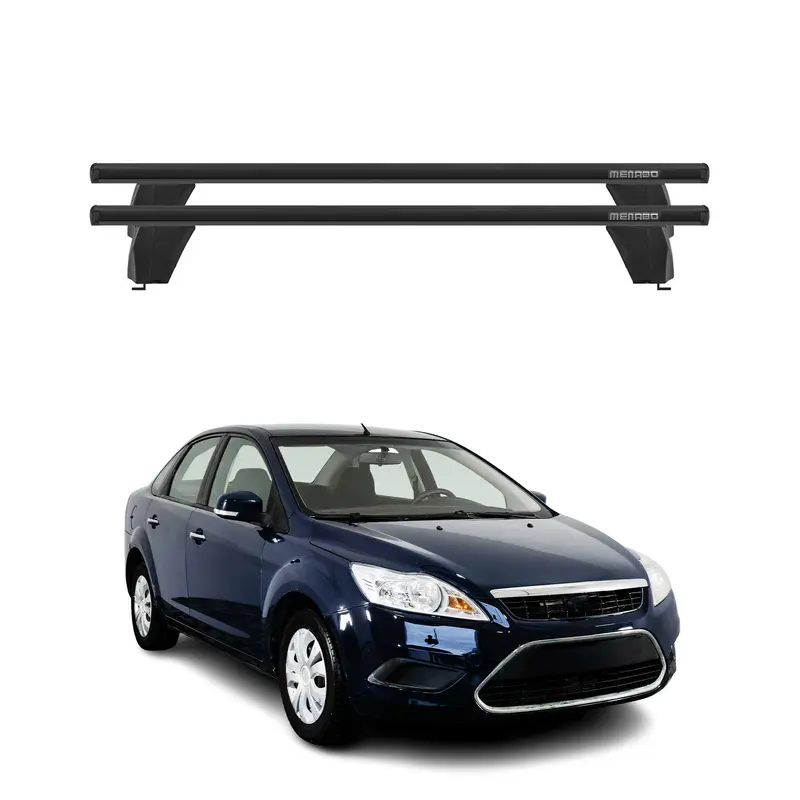 Menabo Barres de toit Transversales pour Ford Focus II 2004-2011 Alu Noir 2x ABE