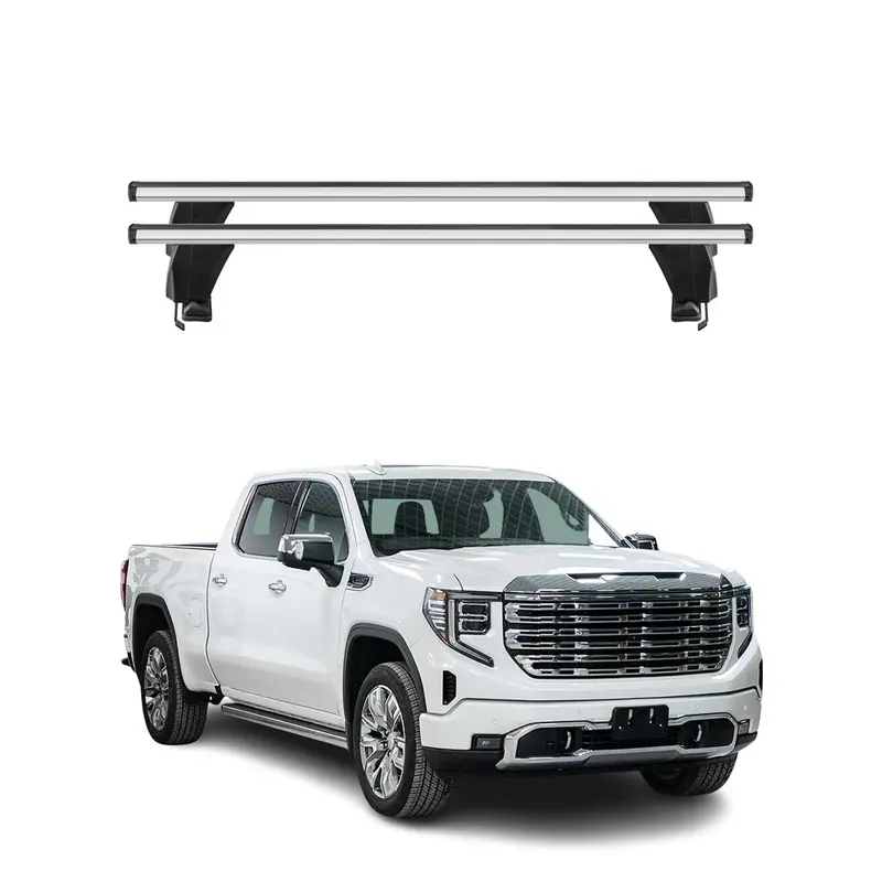 Menabo Barres de toit Transversales pour GMC Sierra IV 2019-2024 Auto Alu Gris