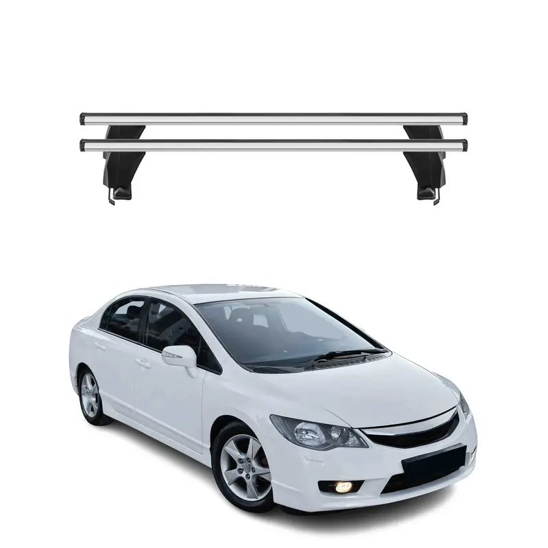 Menabo Barres de toit Transversales pour Honda Civic VIII 2006-2011 Alu Gris ABE