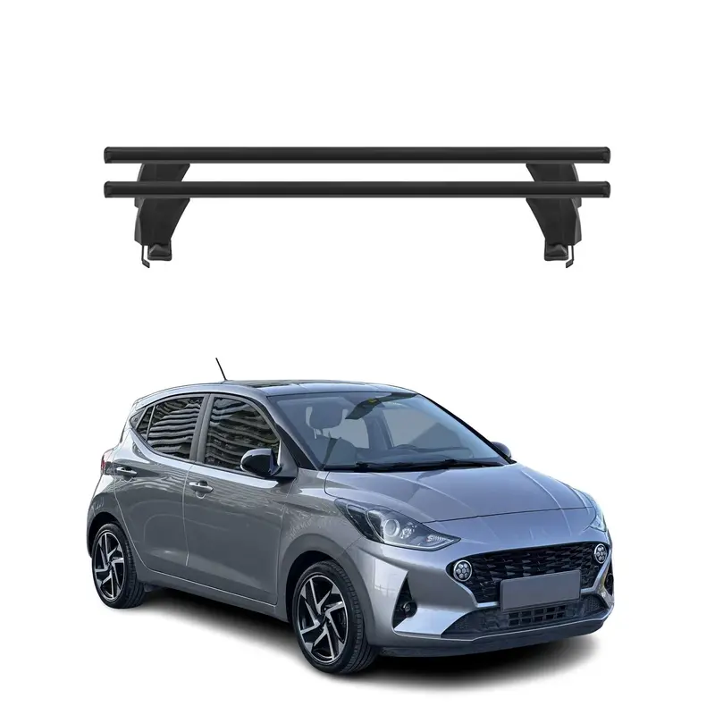 Menabo Barres de toit Transversales pour Hyundai i10 2020-2026 Noir ABE 2x