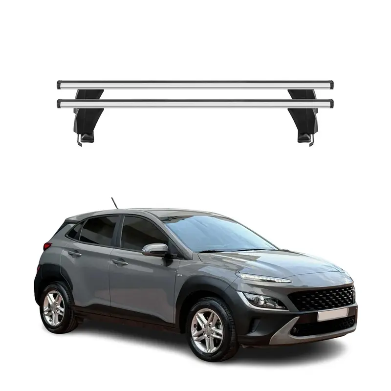 Menabo Barres de toit Transversales pour Hyundai Kona I 2018-2023 Gris ABE 2x