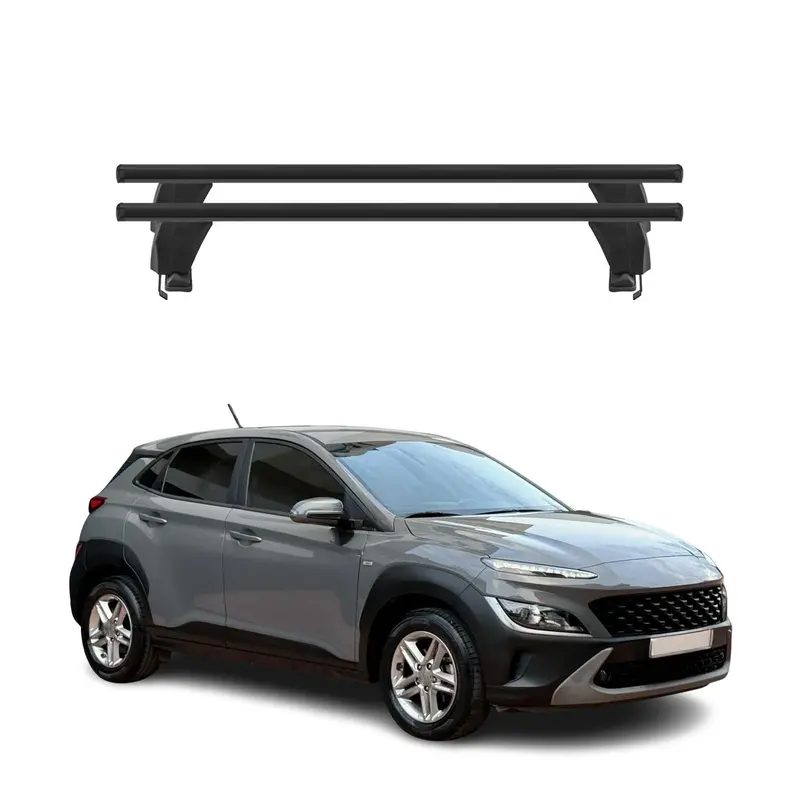 Menabo Barres de toit Transversales pour Hyundai Kona I 2018-2023 Noir ABE 2x