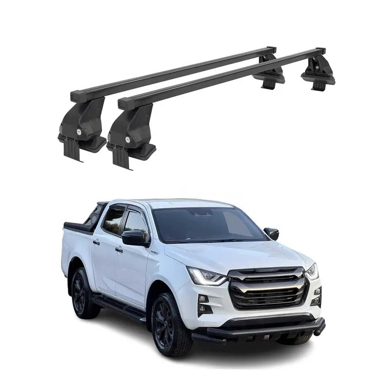 Menabo Barres de toit transversales pour Isuzu D-Max III 2019-2026 Acier Noir 2x