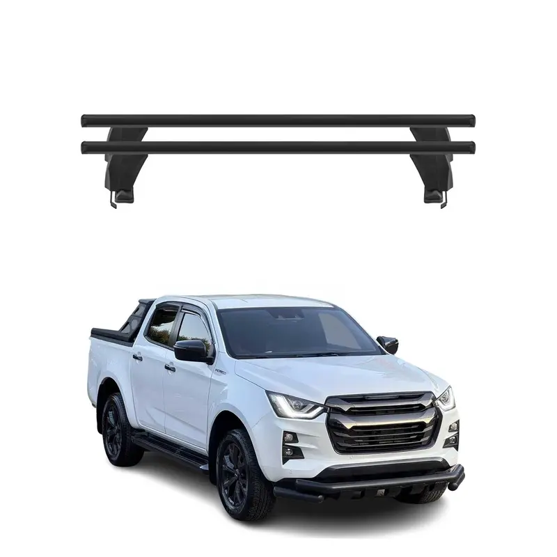 Menabo Barres de toit transversales pour Isuzu D-Max III 2019-2026 Alu Noir 2x