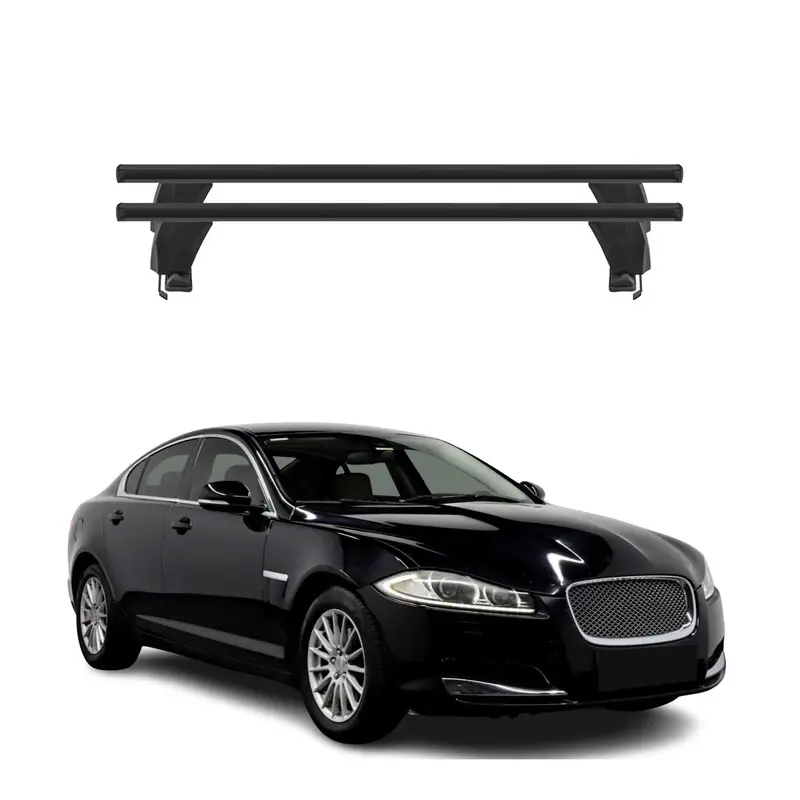 Menabo Barres de toit Transversales pour Jaguar XF X250 2008-2015 Alu Noir ABE