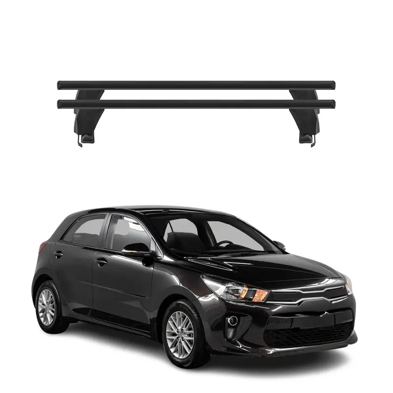 Menabo Barres de toit Transversales pour Kia Rio HB 2017-2026 Alu Noir ABE 2x