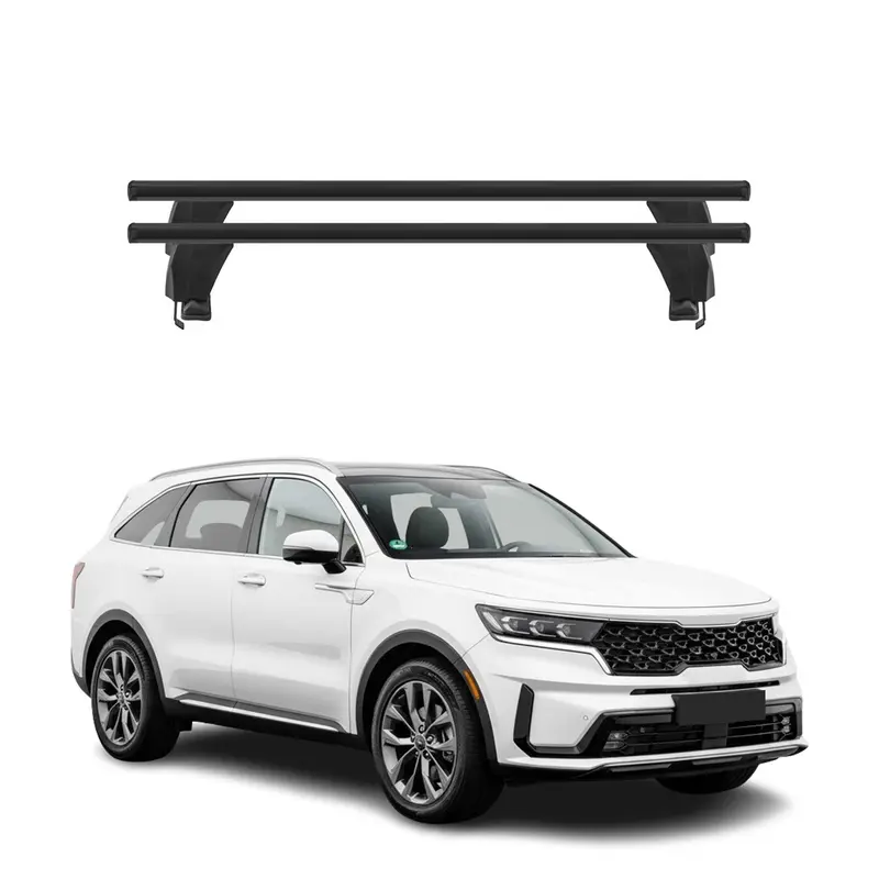 Menabo Barres de toit Transversales pour Kia Sorento 2021-2026 Alu Noir 2x