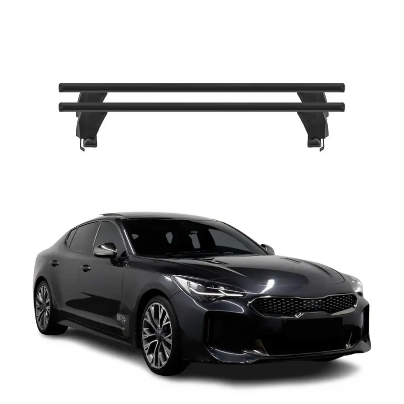 Menabo Barres de toit Transversales pour Kia Stinger 2018-2023 Noir ABE 2x