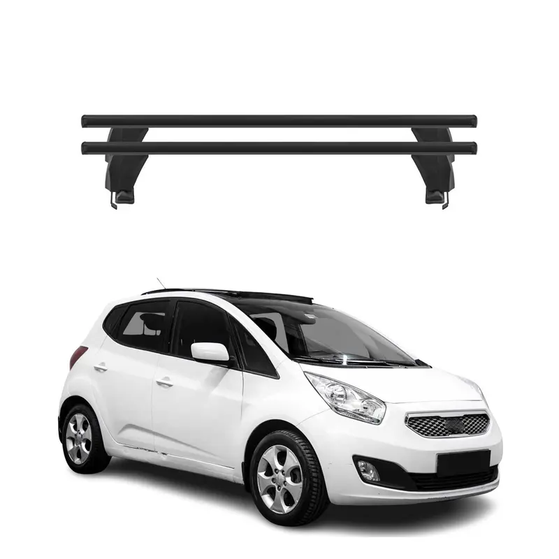Menabo Barres de toit Transversales pour Kia Venga 2010-2014 Alu Noir ABE 2x