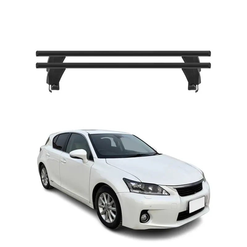 Menabo Barres de toit Transversales pour Lexus CT 2011-2014 Alu Noir ABE 2x