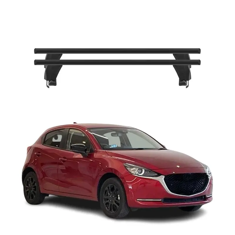 Menabo Barres de toit Transversales pour Mazda 2 2014-2020 Alu Noir ABE 2x