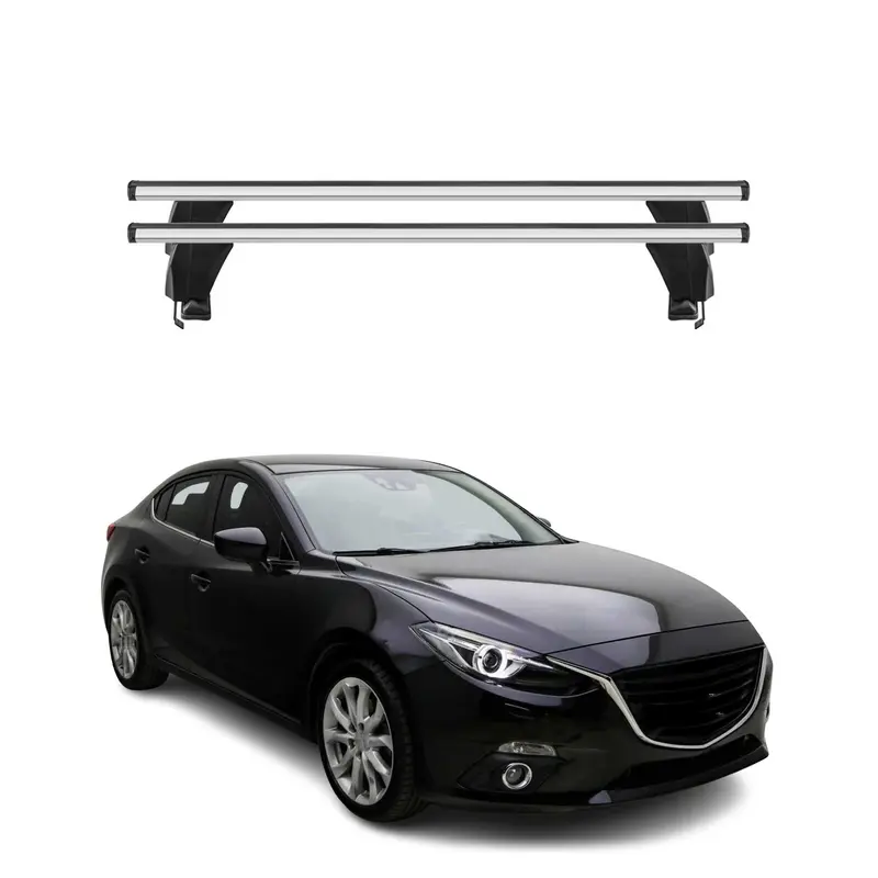 Menabo Barres de toit Transversales pour Mazda 3 2013-2018 Alu Gris ABE 2x