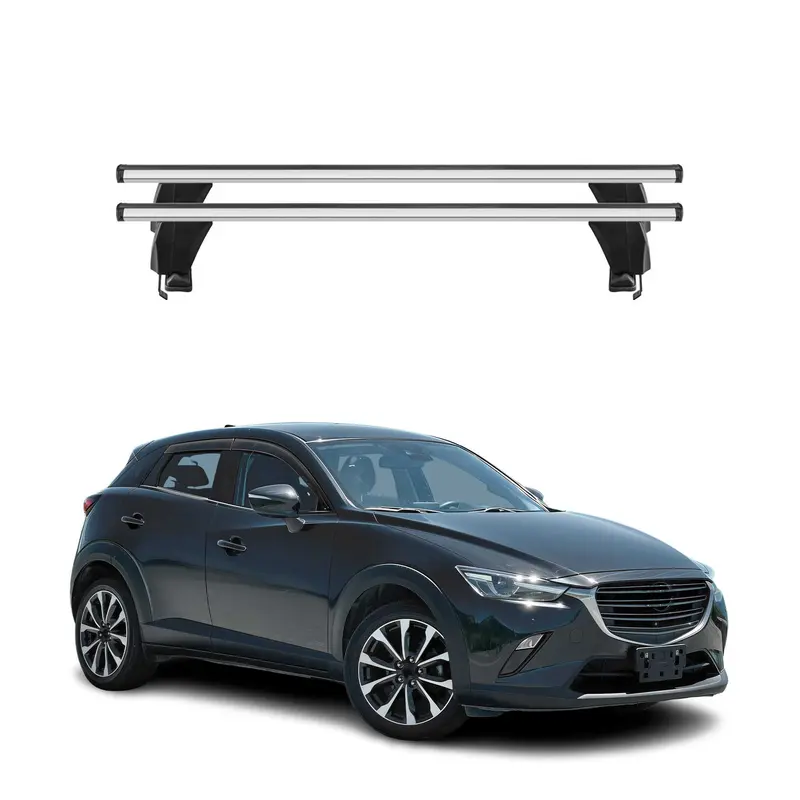 Menabo Barres de toit Transversales pour Mazda CX-3 2015-2021 Alu Gris ABE 2x
