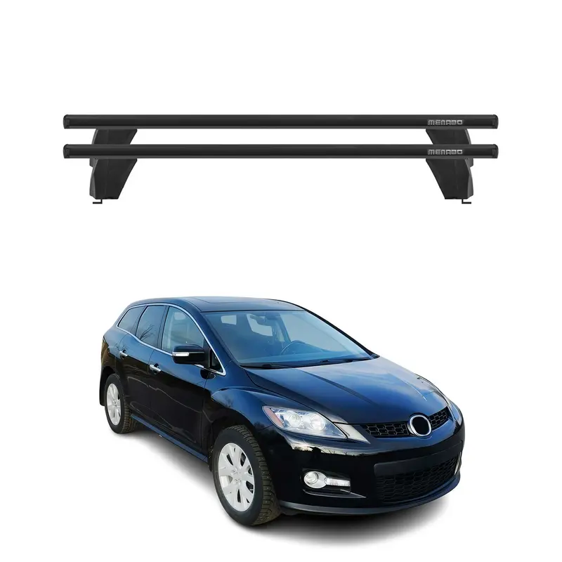 Menabo Barres de toit Transversales pour Mazda CX-7 2006-2012 Noir ABE 2x