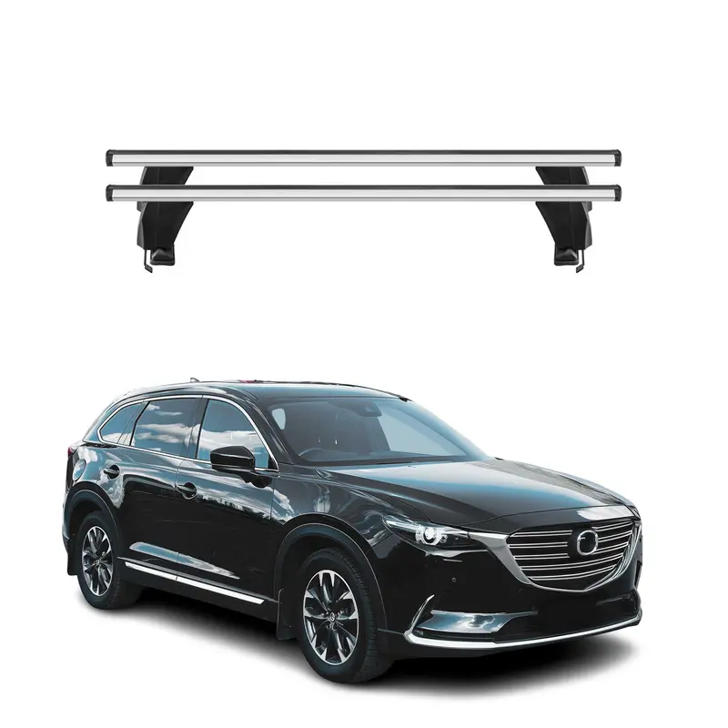 Menabo Barres de toit Transversales pour Mazda CX-9 II 2016-2024 Gris ABE 2x