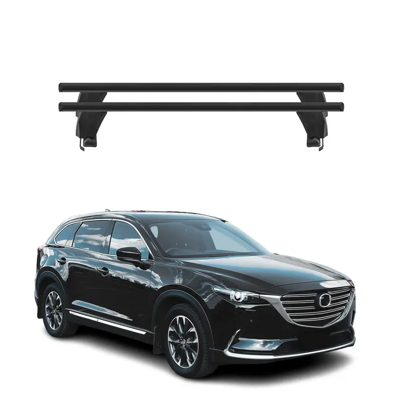Menabo Barres de toit Transversales pour Mazda CX-9 II 2016-2024 Noir ABE 2x