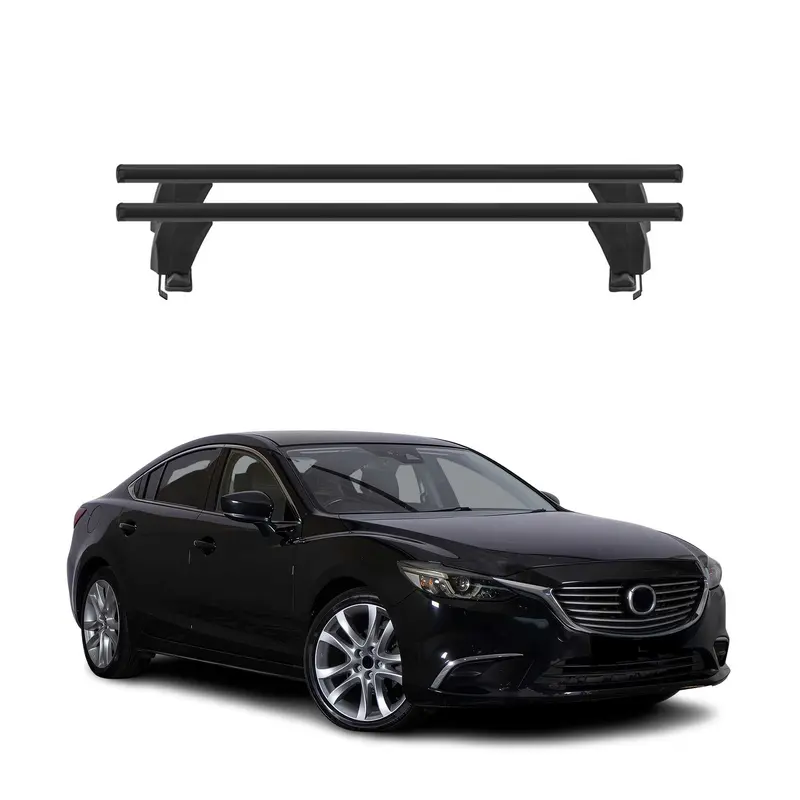 Menabo Barres de toit Transversales pour Mazda6 mk3 2012-2025 Alu Noir ABE 2x