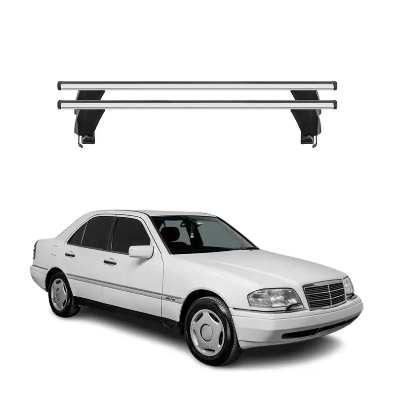 Menabo Barres de toit Transversales pour Mercedes Classe C W202 1993-2000 Gris