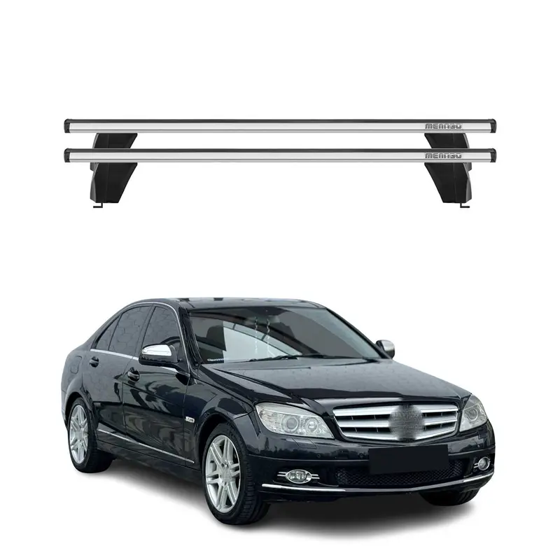 Menabo Barres de toit Transversales pour Mercedes Classe C W204 2007-2013 Gris