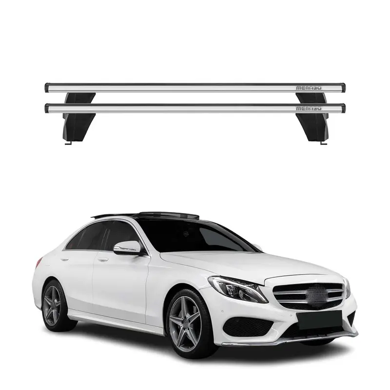 Menabo Barres de toit Transversales pour Mercedes Classe C W205 2014-2018 Gris