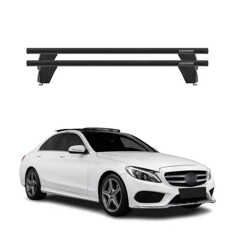 Menabo Barres de toit Transversales pour Mercedes Classe C W205 2014-2018 Noir