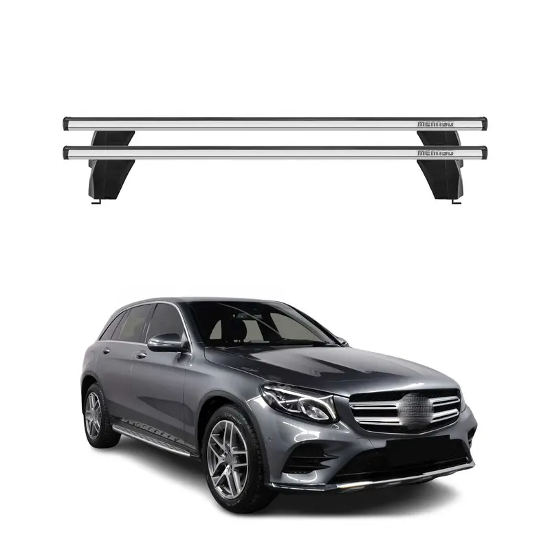 Menabo Barres de toit Transversales pour Mercedes GLC C253 2015-2020 Alu Gris