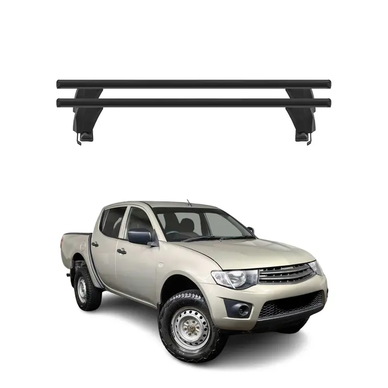 Menabo Barres de toit Transversales pour Mitsubishi L200 2006-2015 Alu Noir ABE