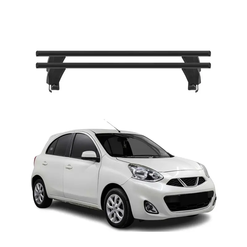 Menabo Barres de toit Transversales pour Nissan Micra 2017-2023 Noir ABE 2x