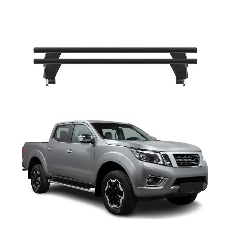 Menabo Barres de toit Transversales pour Nissan Navara 2015-2025 Alu Noir 2x ABE