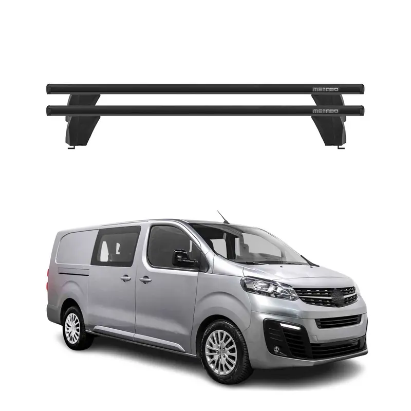 Menabo Barres de toit Transversales pour Opel Combo 2019-2026 Alu Noir ABE 2x