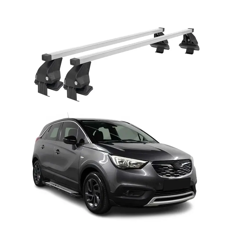Menabo Barres de toit Transversales pour Opel Crossland X 2017-2024 Alu Gris ABE
