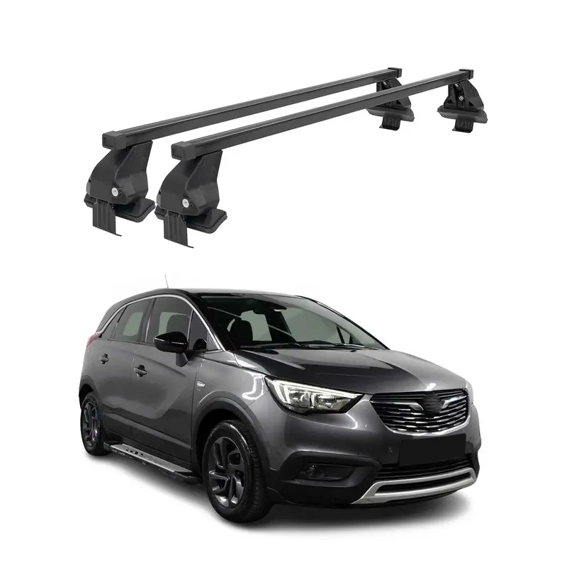 Menabo Barres de toit Transversales pour Opel Crossland X 2017-2024 Alu Noir ABE