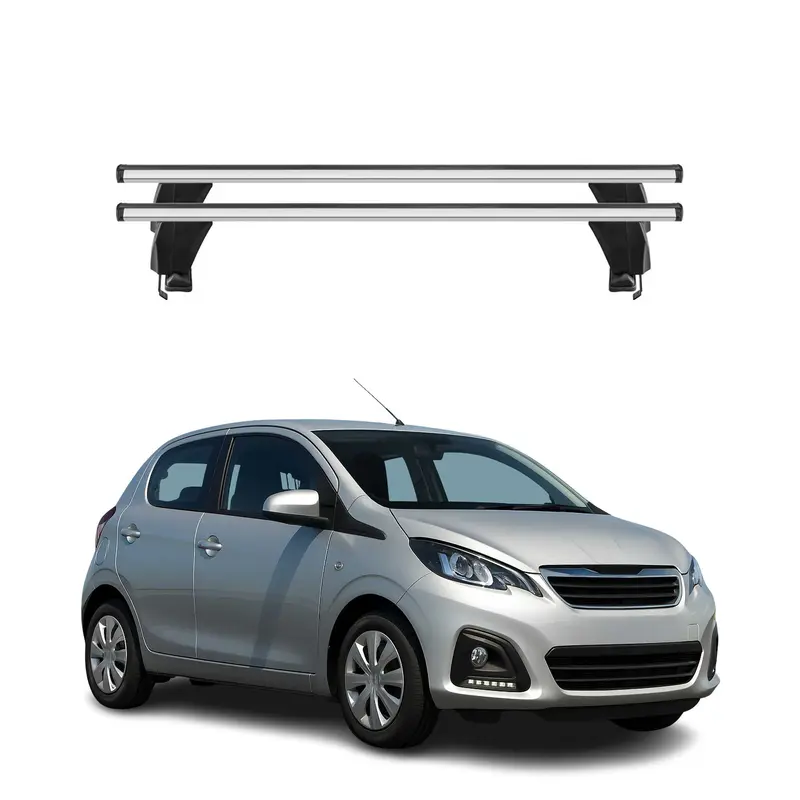 Menabo Barres de toit Transversales pour Peugeot 108 2014-2022 Alu Gris 2x ABE