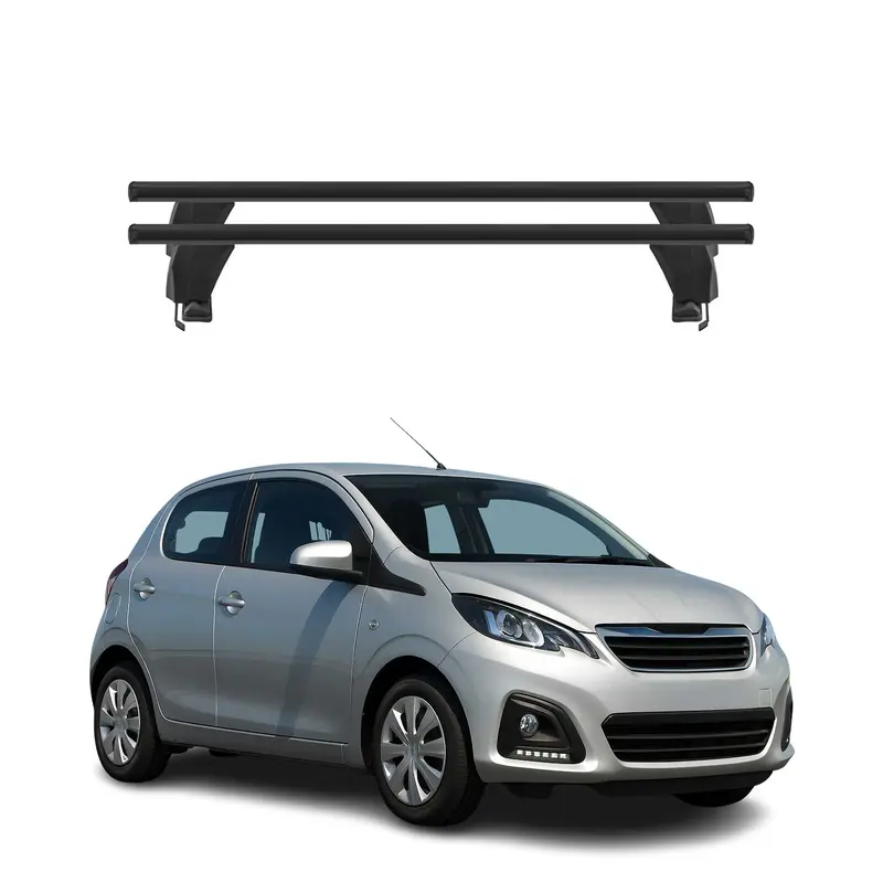 Menabo Barres de toit Transversales pour Peugeot 108 2014-2022 Alu Noir 2x ABE