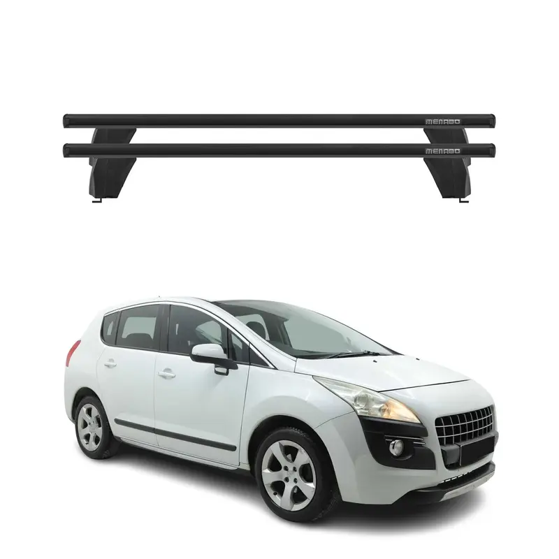 Menabo Barres de toit Transversales pour Peugeot 3008 2009-2016 Noir ABE 2x