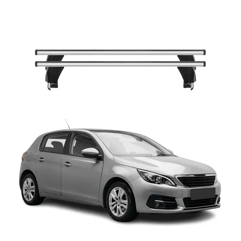 Menabo Barres de toit Transversales pour Peugeot 308 2013-2021 Alu Gris 2x ABE