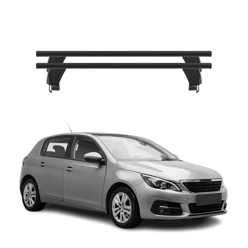 Menabo Barres de toit Transversales pour Peugeot 308 2013-2021 Alu Noir 2x ABE