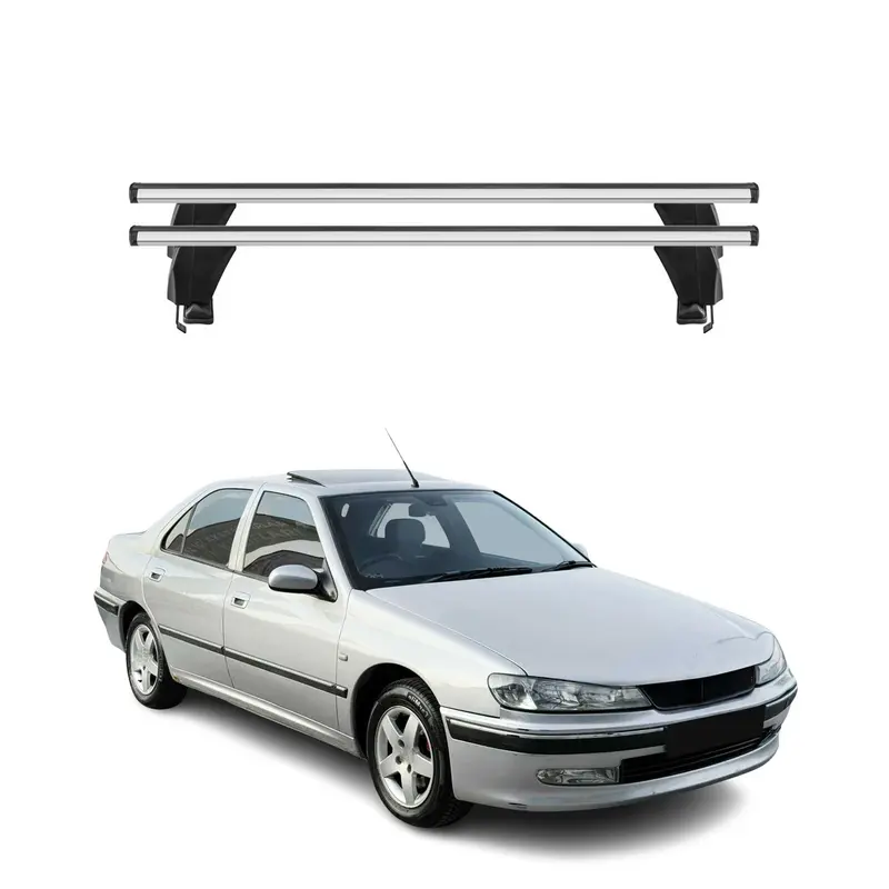 Menabo Barres de toit Transversales pour Peugeot 406 1995-2005 Alu Gris 2x ABE