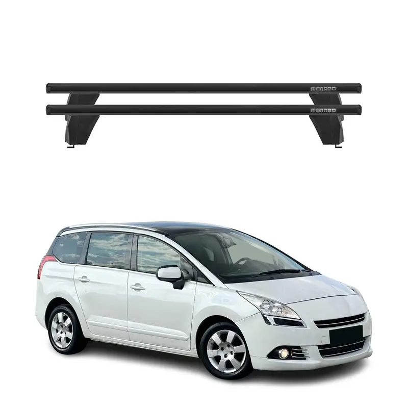 Menabo Barres de toit Transversales pour Peugeot 5008 2009-2016 Noir ABE 2x