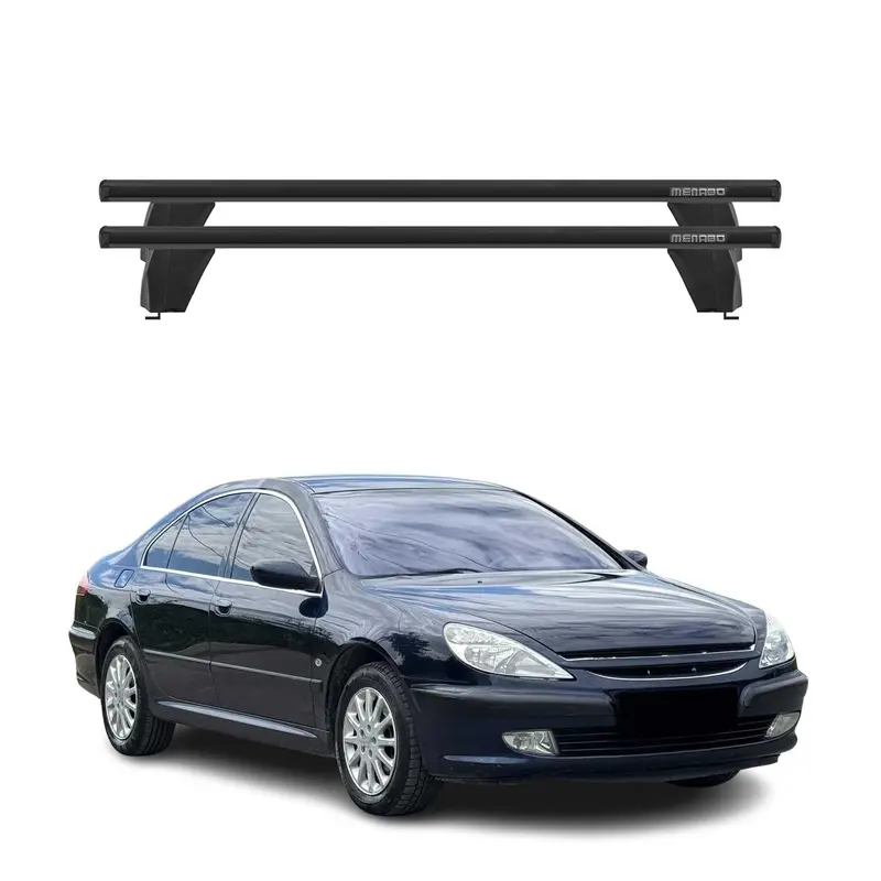 Menabo Barres de toit Transversales pour Peugeot 607 2005-2010 Alu Noir 2x ABE