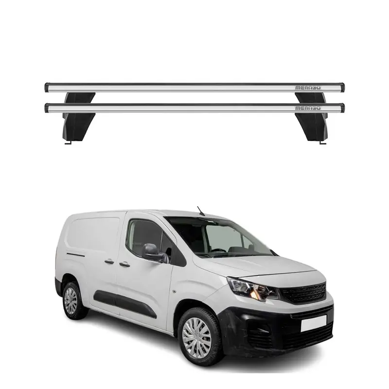 Menabo Barres de toit Transversales pour Peugeot Partner III 2018-2026 Alu Gris