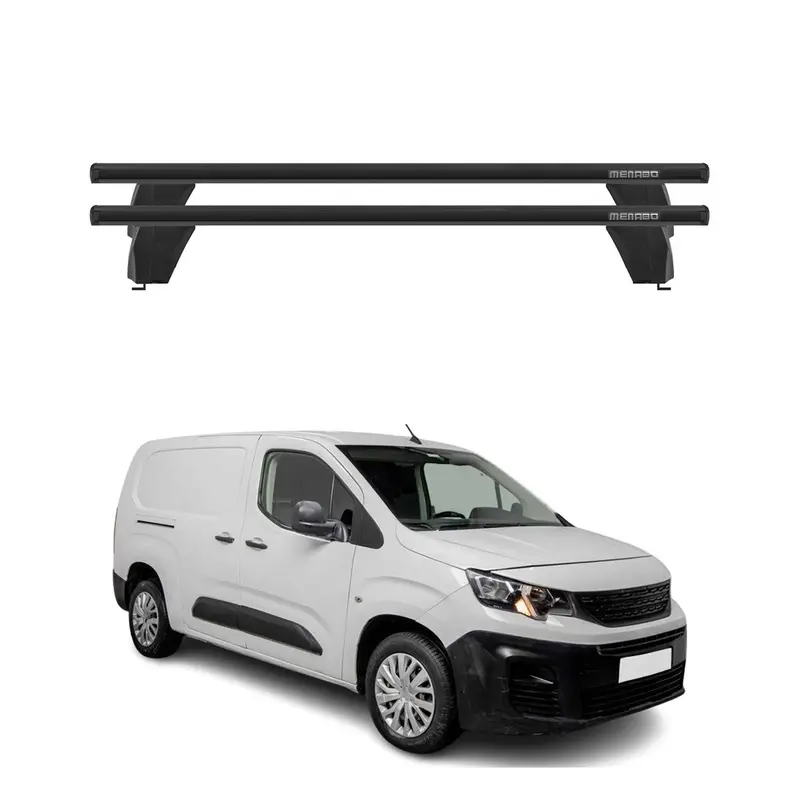 Menabo Barres de toit Transversales pour Peugeot Partner III 2018-2026 Alu Noir