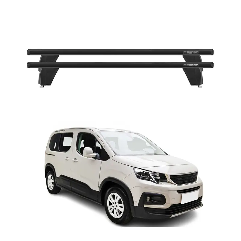 Menabo Barres de toit Transversales pour Peugeot Rifter 2018-2026 Alu Noir ABE