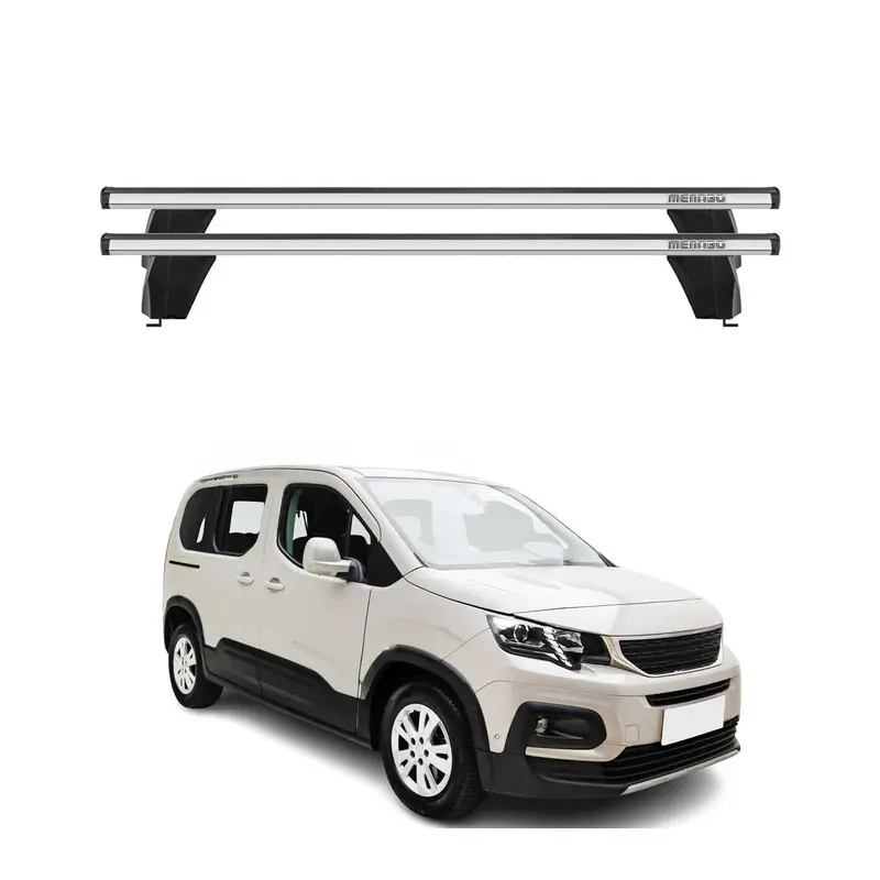 Menabo Barres de toit Transversales pour Peugeot Rifter 2018-2026 Gris ABE 2x