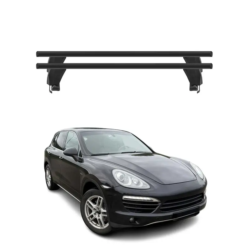Menabo Barres de toit Transversales pour Porsche Cayenne 2011-2017 Alu Noir ABE